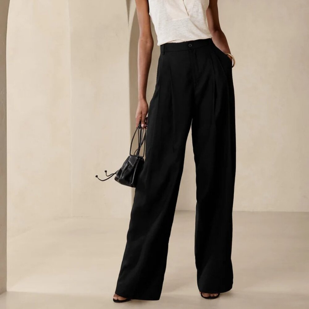 Banana Republic Black Wide-Leg High-Waist Pants